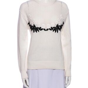 NEW Pearl by Lela Rose Floral Embroidered Sweater